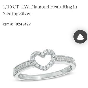 Zales 1/10 CT diamond heart ring - sterling silver